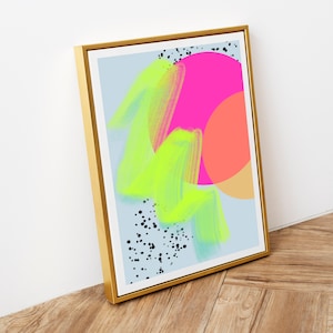 DIGITAL PRINT | Abstract Art Neon Print | Geormetric Art | Contempoary art | Mid-Century Modern Wall Art | Instant Digital Download