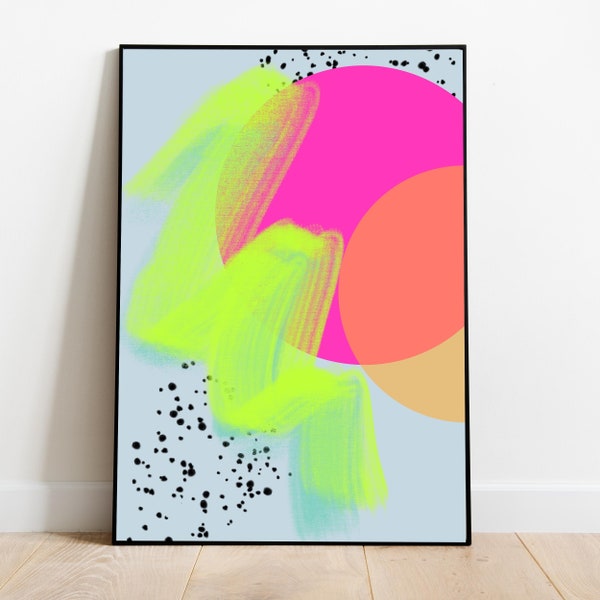 02 - Abstract Art Neon Print, Geormetric, Contempoary art, A4 A3 A2 A1