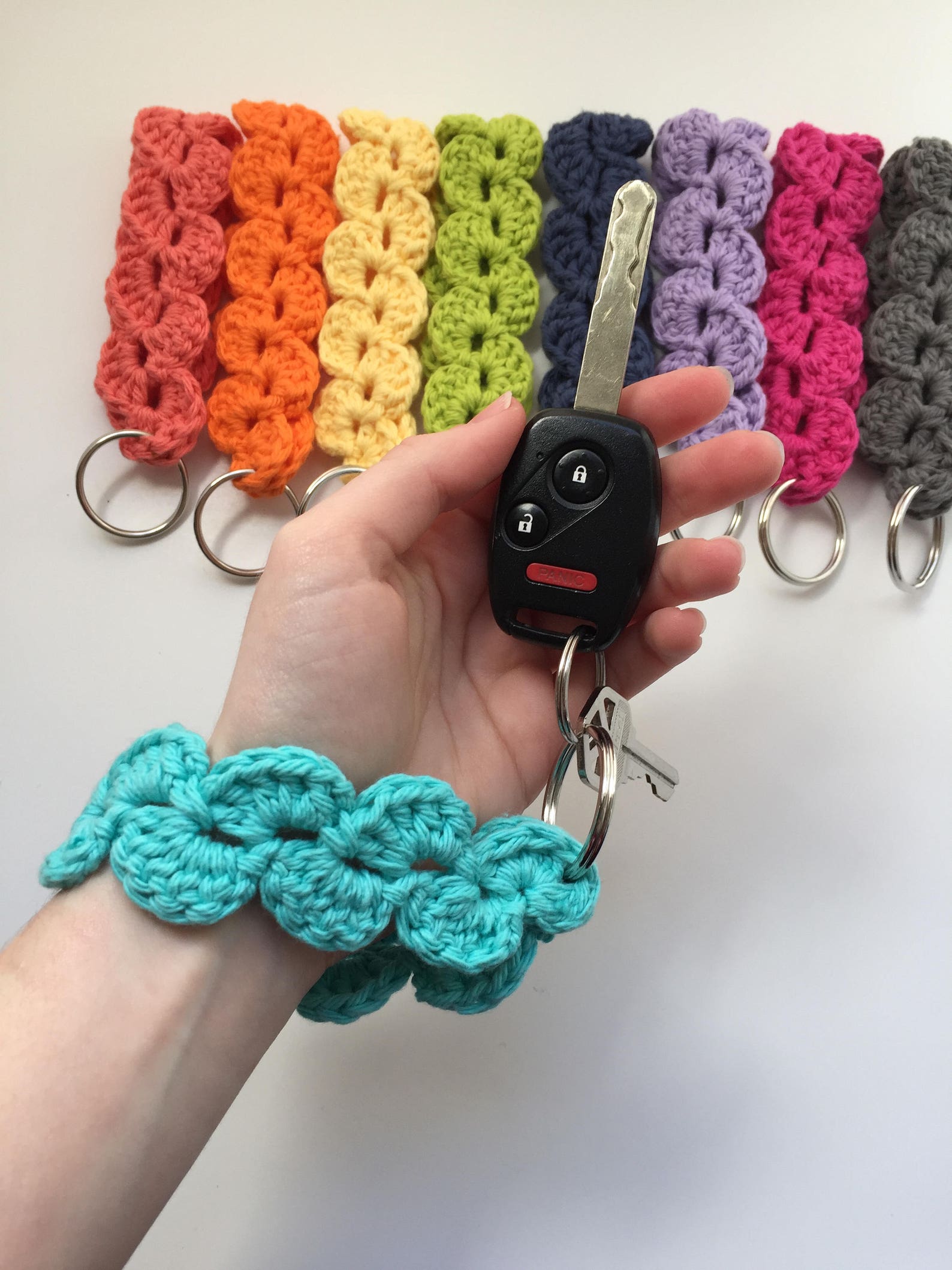 Wristlet Keychain Keychain Crochet Keychain Cotton Etsy
