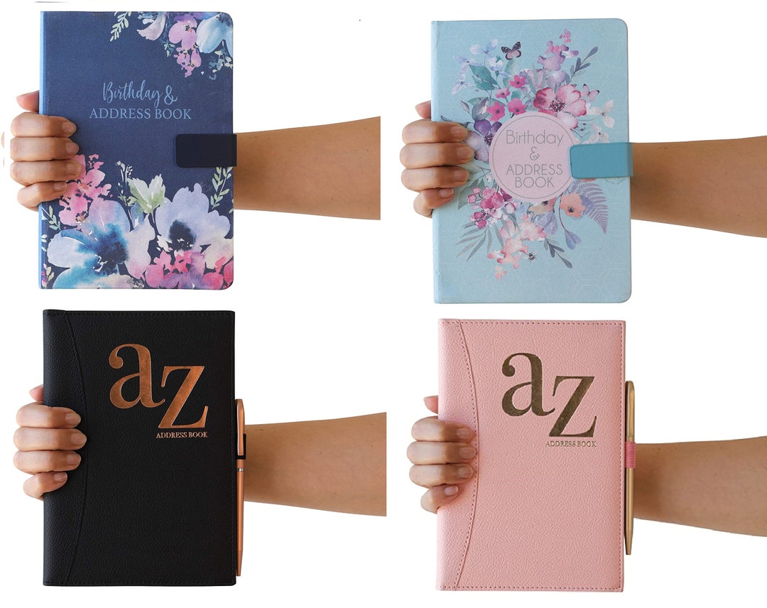 A5 AZ Address Book With Pen Leather Design Contacts Book Information