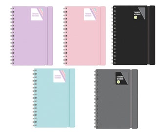 A5 / A4 PVC Cover Notebook Spiral Twin wire Ruled Notepad Lines Journal Perfect for use at Home School Work office