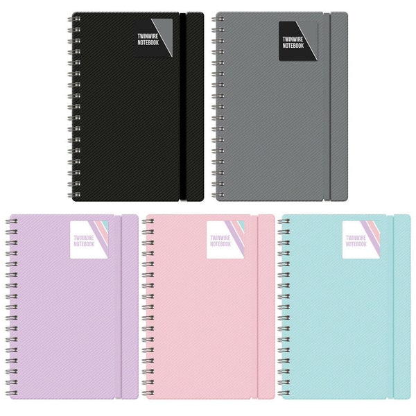 A5 PVC Cover Notebook Spiral Twin wire Ruled Notepad Lines Journal Perfect for use at Home School Work office