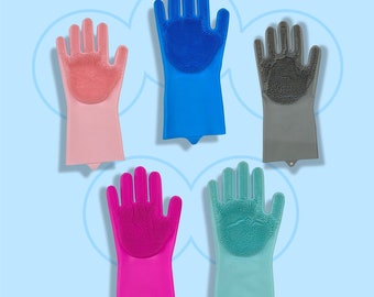 Silicon Cleaning Gloves For Multipurpose Cleaning Scrubbing Dishes Home and Kitchen cleaning Pet Grooming