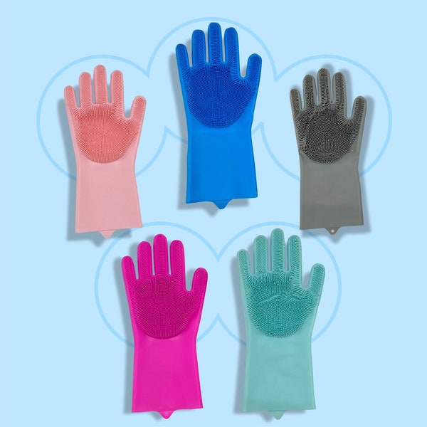 Silicon Cleaning Gloves For Multipurpose Cleaning Scrubbing Dishes Home and Kitchen cleaning Pet Grooming