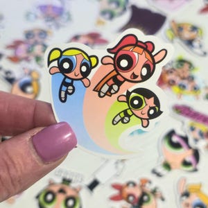 PowerPuff Retro Pack Colorful Character Stickers High Quality Print Girl Power Cartoon Stickers