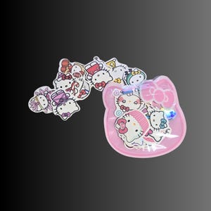 Hello Kitty Sticker 50 Pack Sanrio Colorful Stickers High Quality PVC Kawaii Cartoon Stickers in Kitty Pouch