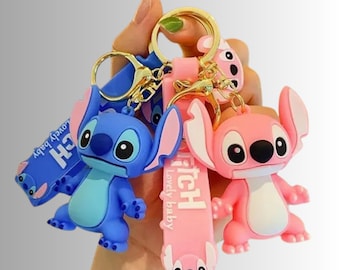 Character Keychain Stitch Angel and Scrump Wristlet Charm Key Holder Strap