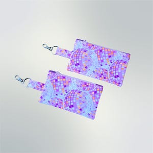 Coin Purse with Key Ring and Lobster Claw / Card Holder in Disco Diva Print