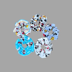 Character Scrunchie Hair Ties, Cotton Fabric Scrunchies, Set of 5 Hair Accessories
