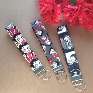 Betty Boop Keychain Wristlet: Personalized Fabric Key Fob