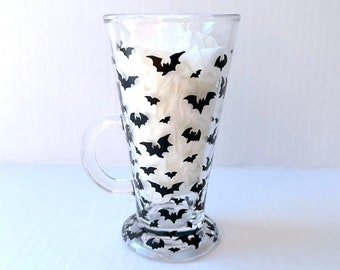 Hand Painted Bat Latte Glass Mug with free gift box