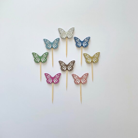 16 3D Glitter Butterfly Cupcake Toppers Etsy