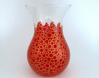 Hand Painted Red and Gold Bubble Vase with Free Gift Box (More colours available)