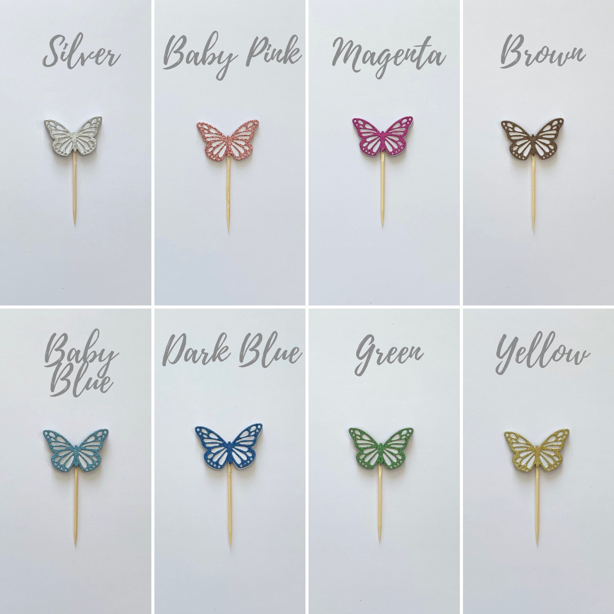 16 3D Glitter Butterfly Cupcake Toppers Etsy UK