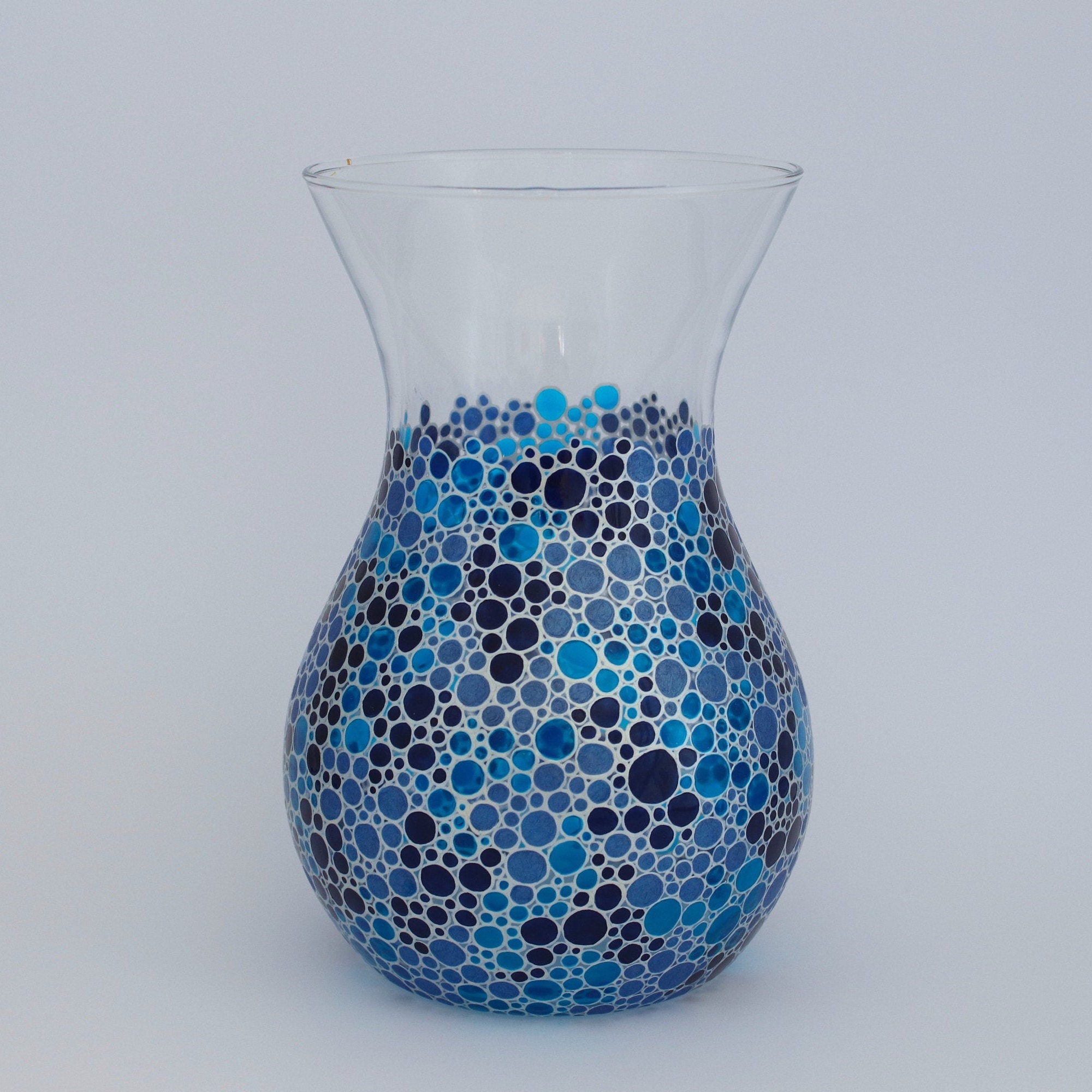 Hand Painted Blue Bubble Effect Vase with free gift box Etsy