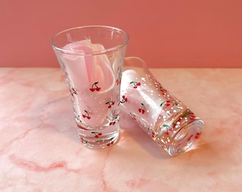 Hand Painted Dotted Heart Cherry Shot Glass with Free Gift Box (Various Colours Available)