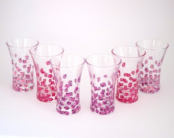 Hand Painted Flower Shot Glasses