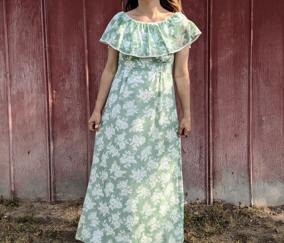 70s Floral Prairie Dress Size XS - S | Vintage Pra