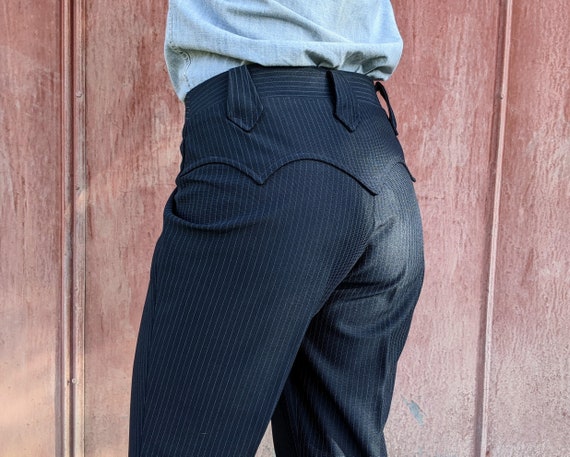70s Western Flare Pants Pinstripe 31 x 28 | Vintag
