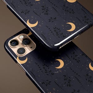Moon Black Botanical Leaves Celestial Personalized Gift For Her Customize Phone Case iPhone 14 Case 14 Pro Max iPhone 13 Case 13 Pro Max 12 imagem 1