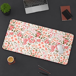 Pink Floral Desk Mat Desk Pad X-Large Large Medium Work From Home Decor Professional Gaming Pad Girly Cute Home Office