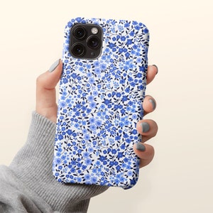 Vintage Liberty Ditsy Print Blue White Cute Daisy Dainty Flower Floral Personalized Gift Phone Case iPhone 14 13 Pro Max 12 Mini 11 X XR XS