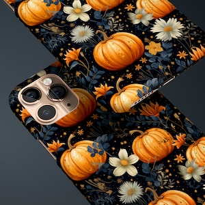 Fall Pumpkins Phone Case Botanical Boho Aesthetic Autumn Custom iPhone 15 14 13 12 11 Case Pro Max Case 12 Mini Samsung S23 Personalized