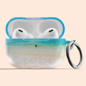 Beach AirPods Case Hawaii Tropical Sun Sand Ocean Waves AirPods 1 2 Pro Case Personalized Gift For Her Custom Name