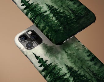 Green Forest Botanical Watercolor Personalized Gift For Her Customize Phone Case iPhone 14 Case 14 Pro Max iPhone 13 Case 13 Pro Max 12