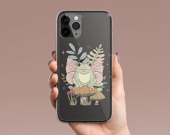 Butterfly Frog Phone Case Boho Clear Aesthetic Customizable Personalized Gift iPhone 14 Case 13 Pro Max 12 Mini 11 X XR