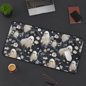 Spooky Cute Halloween Ghost Desk Mat Gaming Pad X-Large Large Medium Work From Home Decor Gaming Pad Aesthetic Home Office