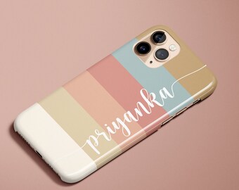 Pink Neutral Minimalist Name Personalized Gift Her Phone Case iPhone 14 Case iPhone 14 Pro Max Monogram iPhone 13 Case iPhone Custom Stripes