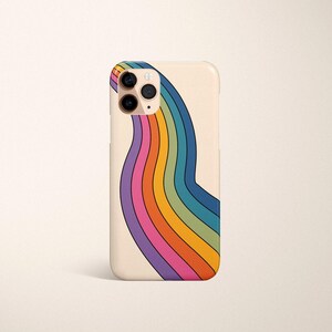 Retro Rainbow Groovy 70s Minimalist Abstract Y2K Phone Case Personalized Gift For Her Custom Name iPhone 14 Case 14 Pro Max iPhone 13 Case image 3