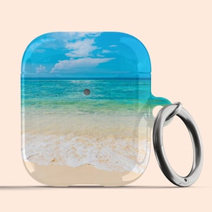 Beach AirPods Case Hawaii Tropical Sun Sand Ocean Waves AirPods 1 2 Pro Case Personalized Gift For Her Custom Name