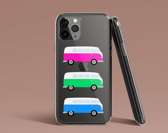 LGBTQ+ Poly Pride Flag Minimalist Stripe Gay Clear Phone Case Customizable Personalized Gift iPhone 14 Case 13 Pro Max 12 Mini 11 X XR