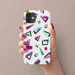 Retro 80s 90s White Memphis Confetti Y2K Phone Case iPhone 13 Case 12 Case 11 Case X XR Case XS Case 13 Pro Max Case 12 Pro Case Mini Case