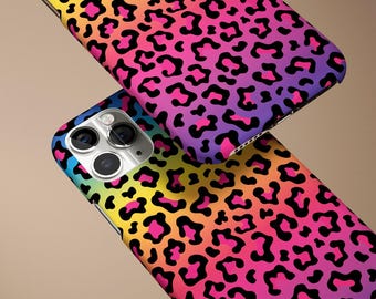 Rainbow Cheetah Leopard Phone Case Safari Personalized Gift For Her Customize iPhone 14 Case 14 Pro Max iPhone 13 Case 13 Pro Max 12 Galaxy