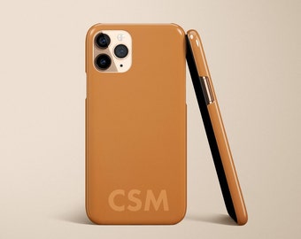 Boho Neutral Minimalist Brown Phone Case Aesthetic Custom Initials Monogram Personalized Gift iPhone 14 Case iPhone 13 Case iPhone Pro Max