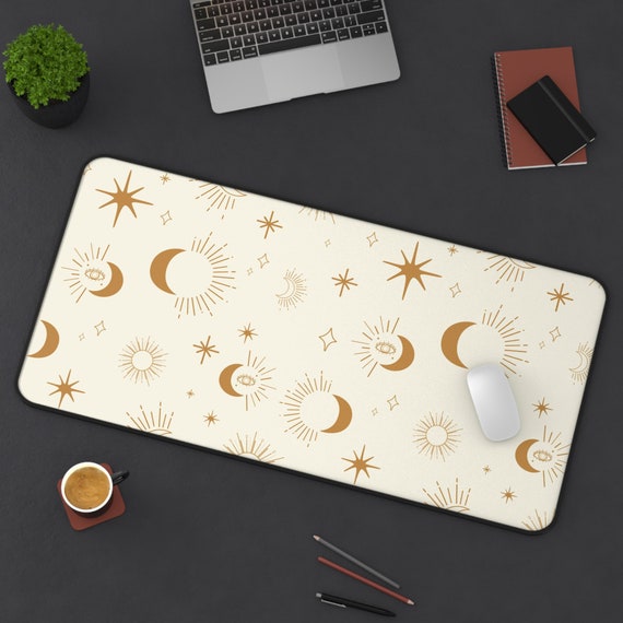 Boho Celestial Desk Mat Gaming Pad X-Large Large Medium Work From Home Decor Gaming Pad Sun Moon Stars Aesthetic Home Office