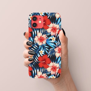 Hibiscus Tropical Hawaiian Flower Floral Personalized Gift Customize Name For iPhone 14 13 12 Mini 11 Pro Max XR X