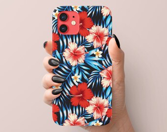 Hibiscus Tropical Hawaiian Flower Floral Personalized Gift Customize Name For iPhone 14 13 12 Mini 11 Pro Max XR X