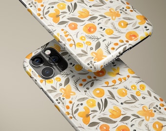 Yellow Flowers Floral Look Personalized Gift Mom Wife Girlfriend Abstract White Gray iPhone 13 Pro Max 12 Mini 11 Pro XR XS X 7 8 Plus
