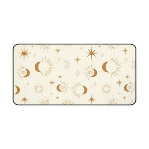Boho Celestial Desk Mat Gaming Pad X-Large Large Medium Work From Home Decor Gaming Pad Sun Moon Stars Aesthetic Home Office image 4