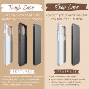 May include: Two phone cases, one labeled "Tough Case" and the other "Snap Case". The Tough Case is a dual-layer case with a polycarbonate outer shell and a TPU liner for impact resistance. The Snap Case is a slim, lightweight case made of polycarbonate.