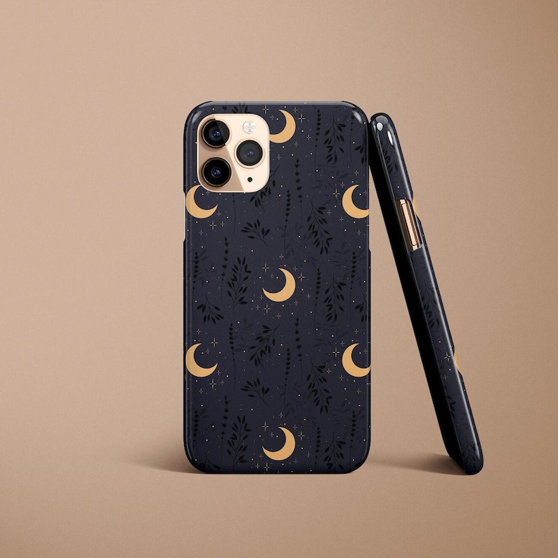 Moon Black Botanical Leaves Celestial Personalized Gift For Her Customize Phone Case iPhone 14 Case 14 Pro Max iPhone 13 Case 13 Pro Max 12 imagem 3