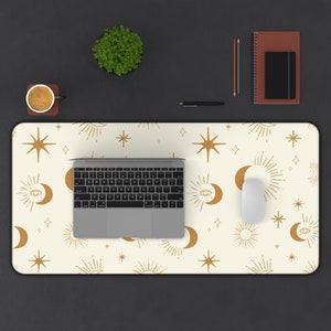 Boho Celestial Desk Mat Gaming Pad X-Large Large Medium Work From Home Decor Gaming Pad Sun Moon Stars Aesthetic Home Office image 3