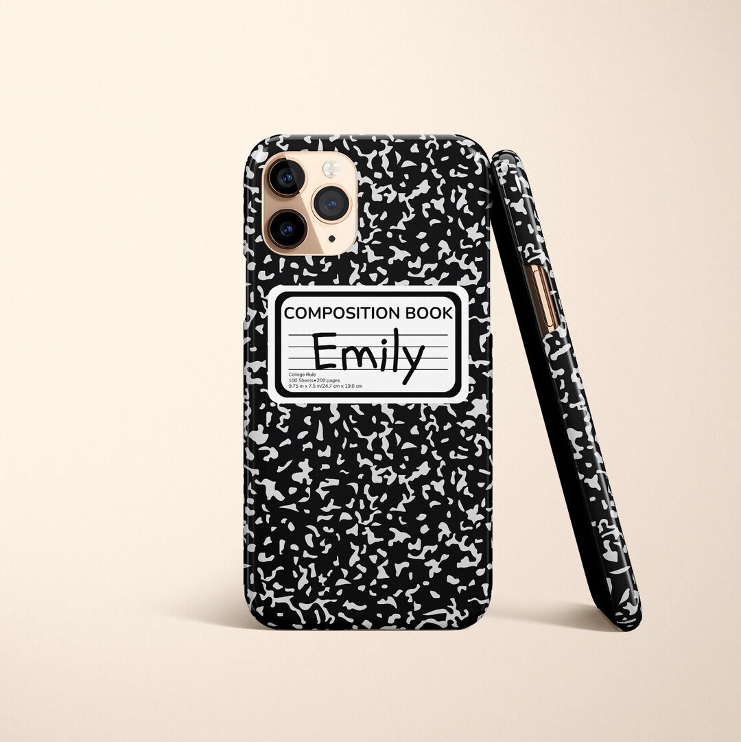 Composition Book Notebook Phone Case Black White Camo Aesthetic