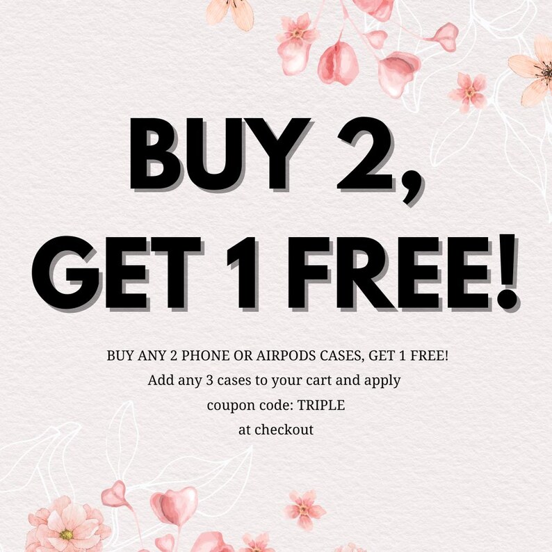 a pink flowered background with the text buy 2 get 1 free