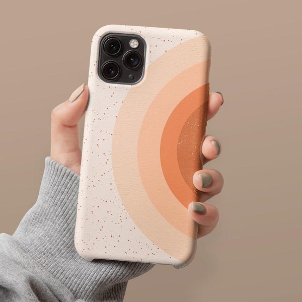 Aesthetic Beige Pink Rainbow Boho Textured Rainbow Arch Personalized Gift For Her Phone Case iPhone 14 Case 14 Pro Max 13 Pro Max 13 Case