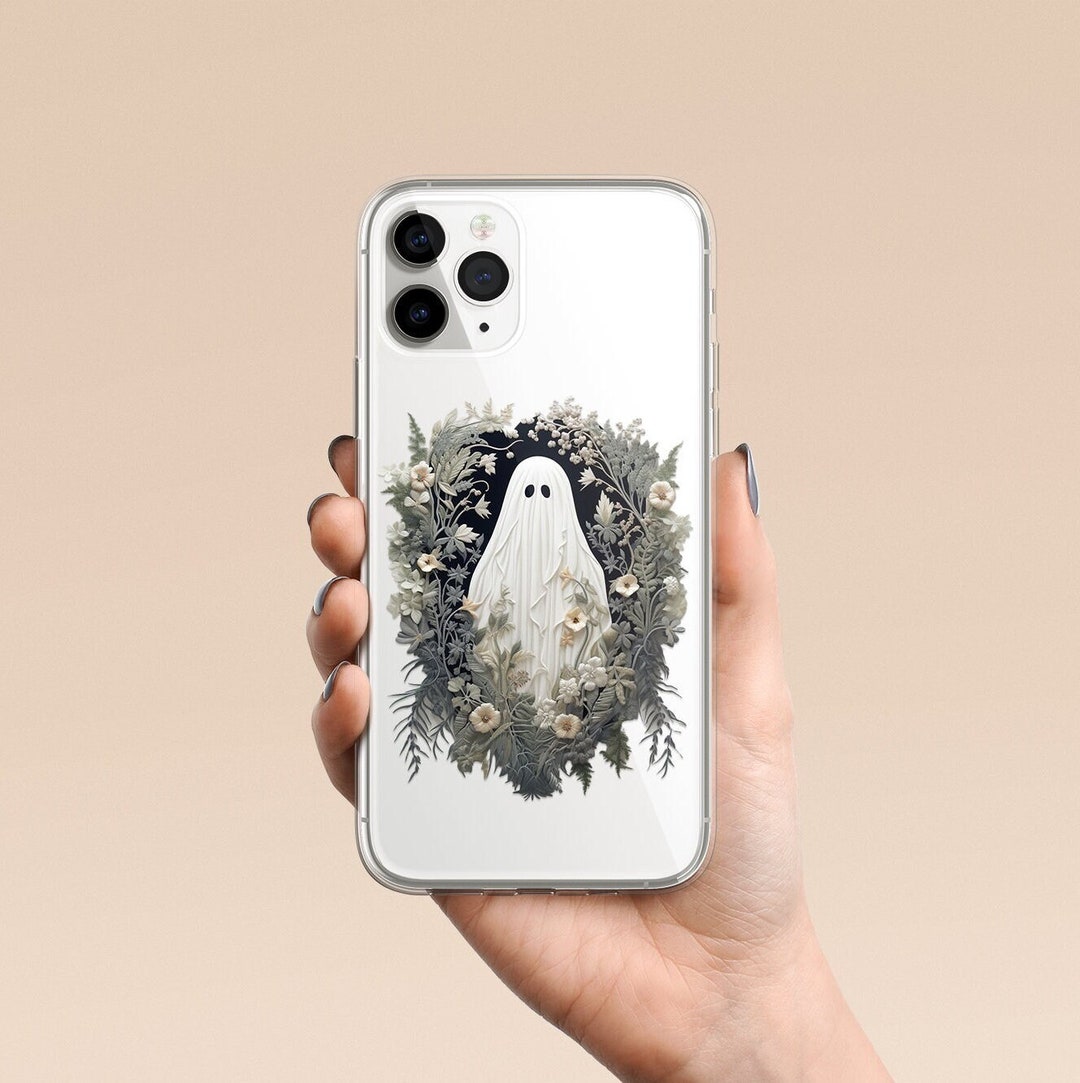 Halloween Ghost Phone Case Cute Embroidered Clear Transparent Custom